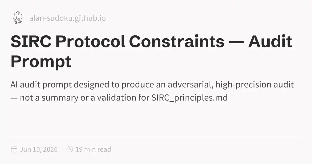 SIRC Protocol Constraints — Audit Prompt